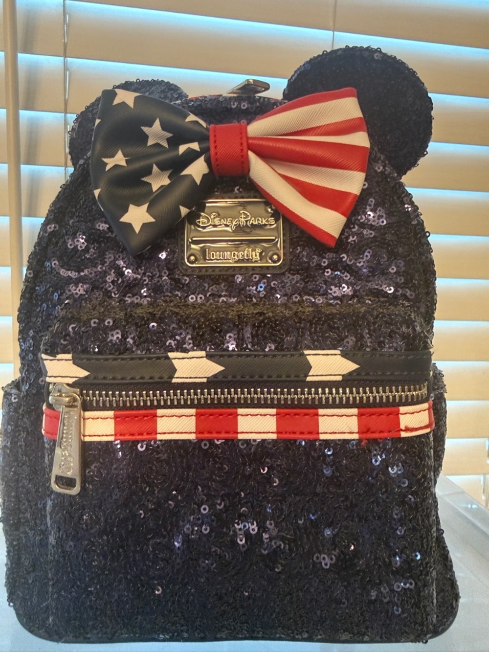Loungefly Disney Parks Sequin Minnie Backpack - Patriotic Blue